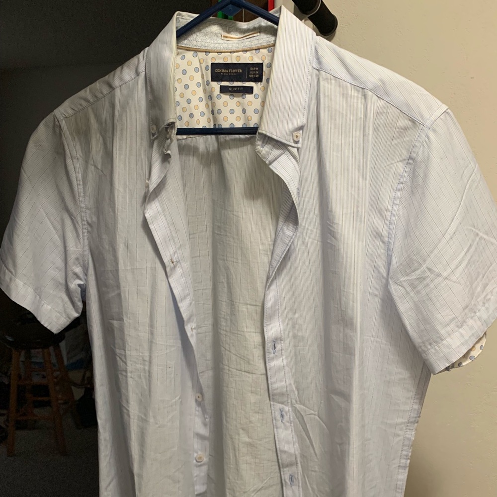 Denim & Flower Light Blue Striped Shirt - M